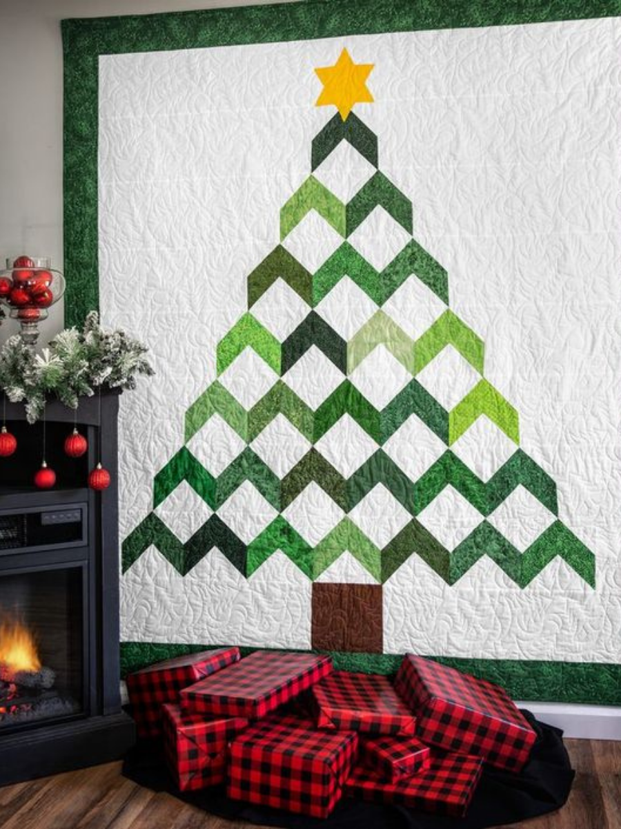 Christmas Tree Chevron Quilt Tutorial