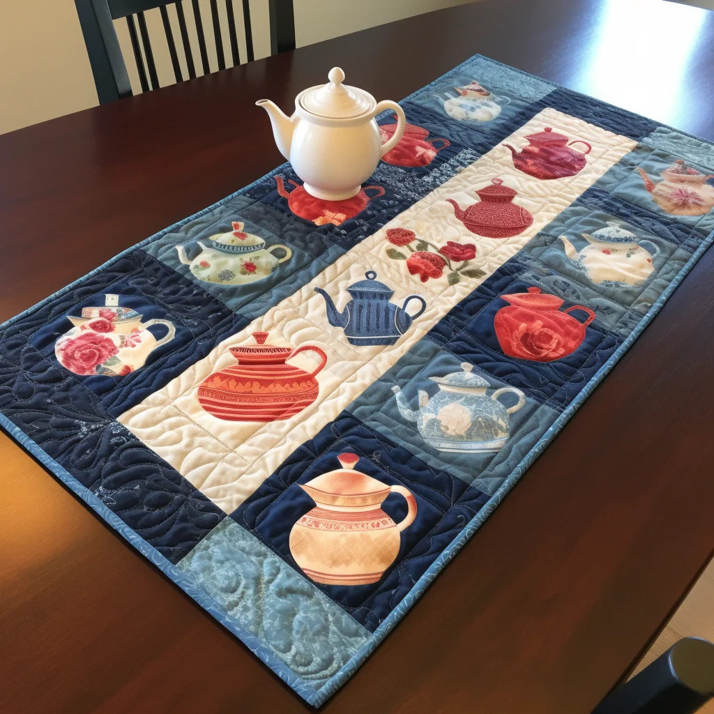 Floral Teapot Quilted Table Runner GFTONL882