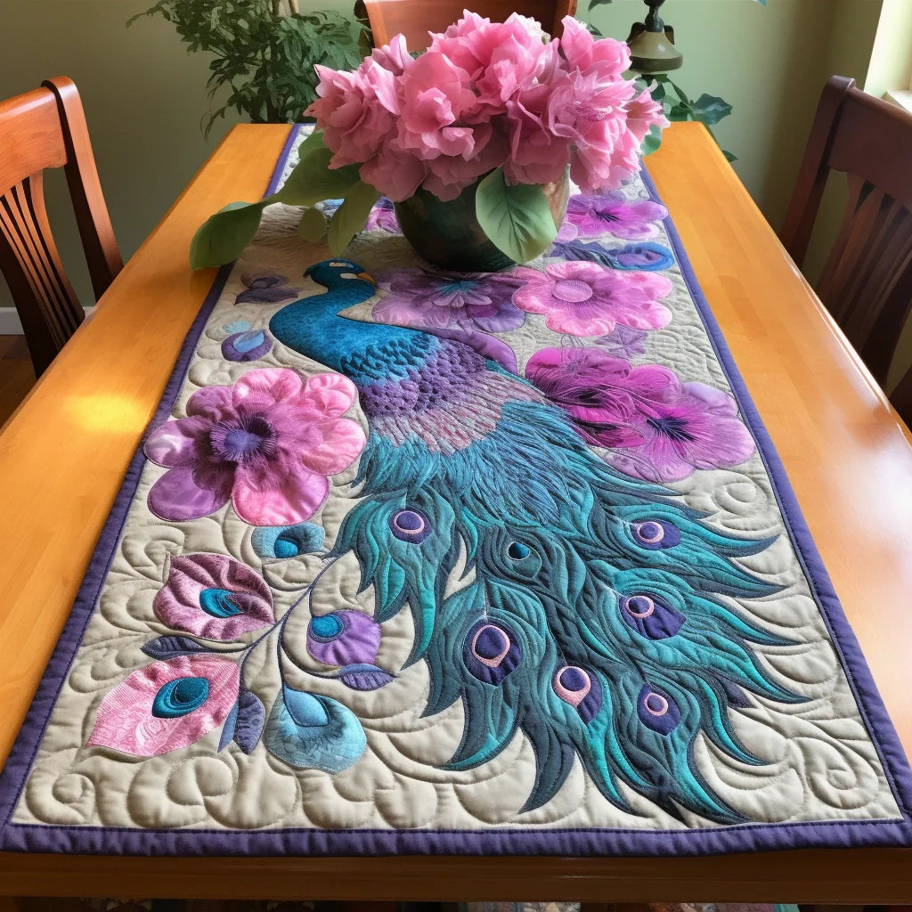 Peacock TAI260224479 Quilted Table Runner