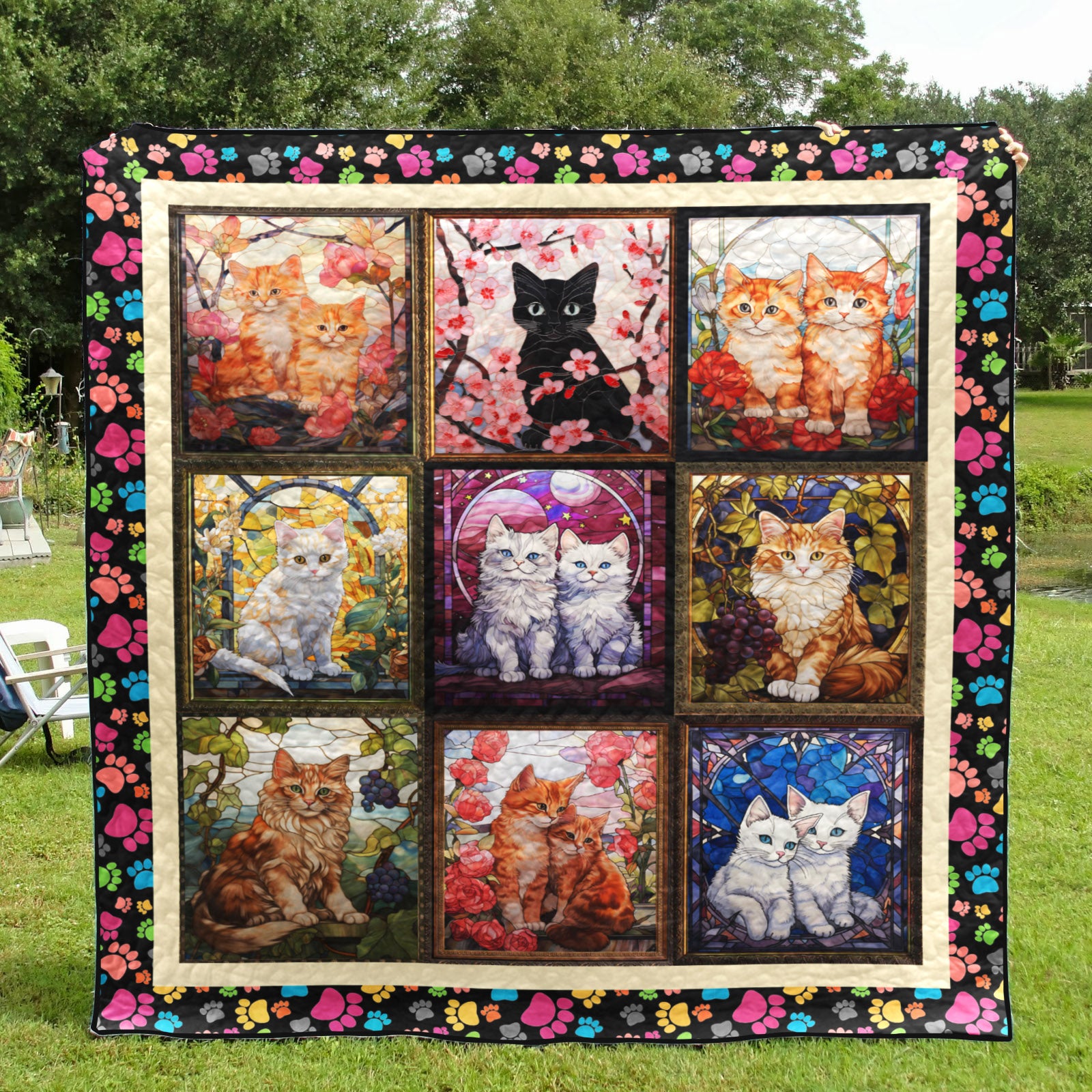 Stained Glass Cats CLT180666 Art Quilt