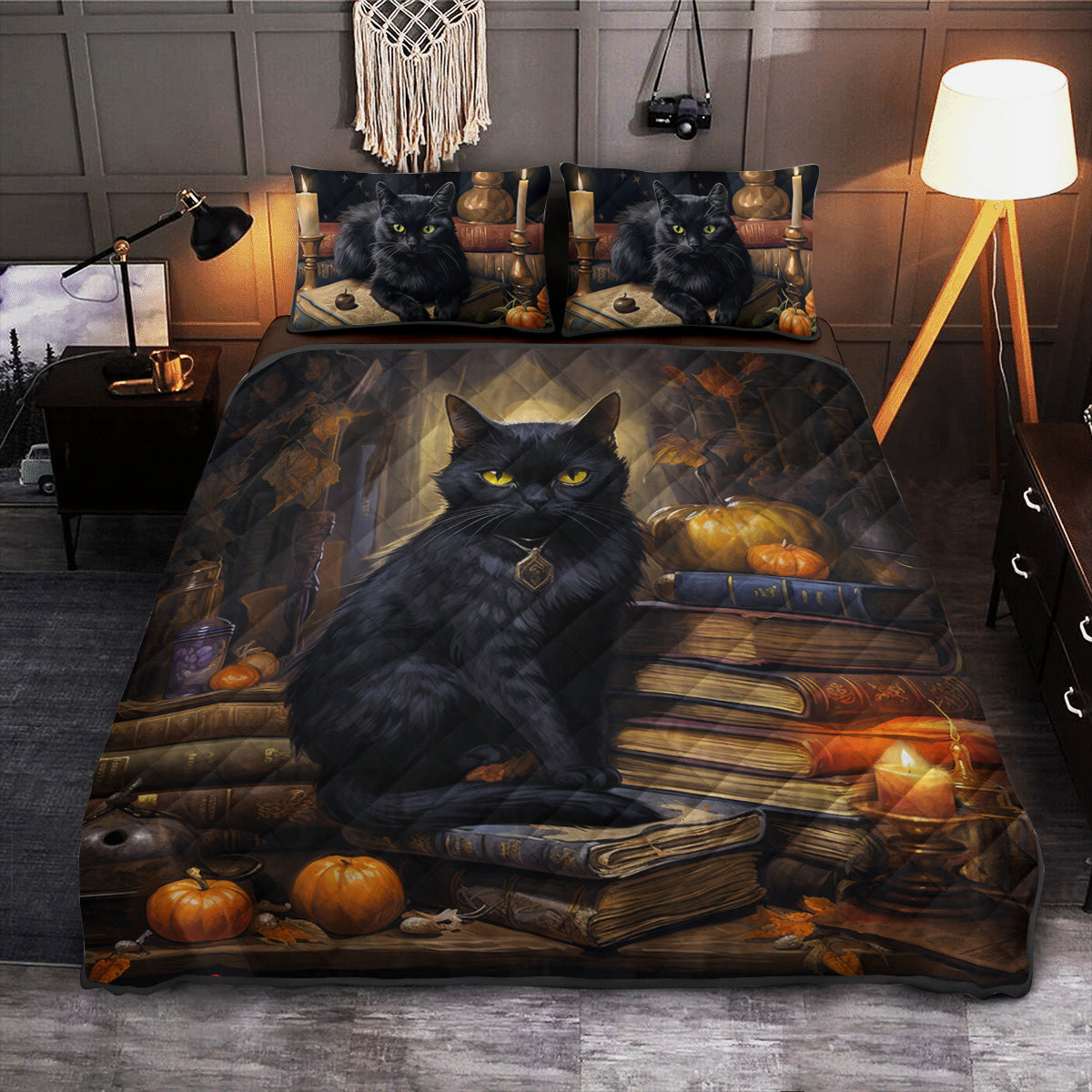 Black Cat Quilt Bed Set TL090931