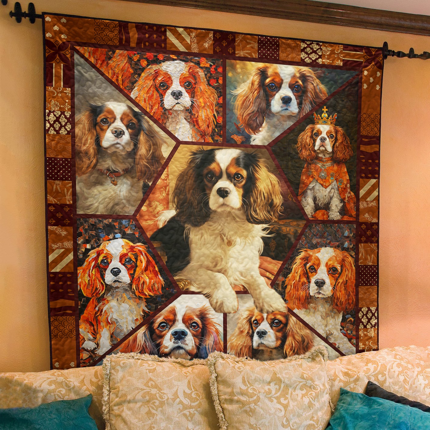 Cavalier King Charles Spaniel Art Quilt TM051112