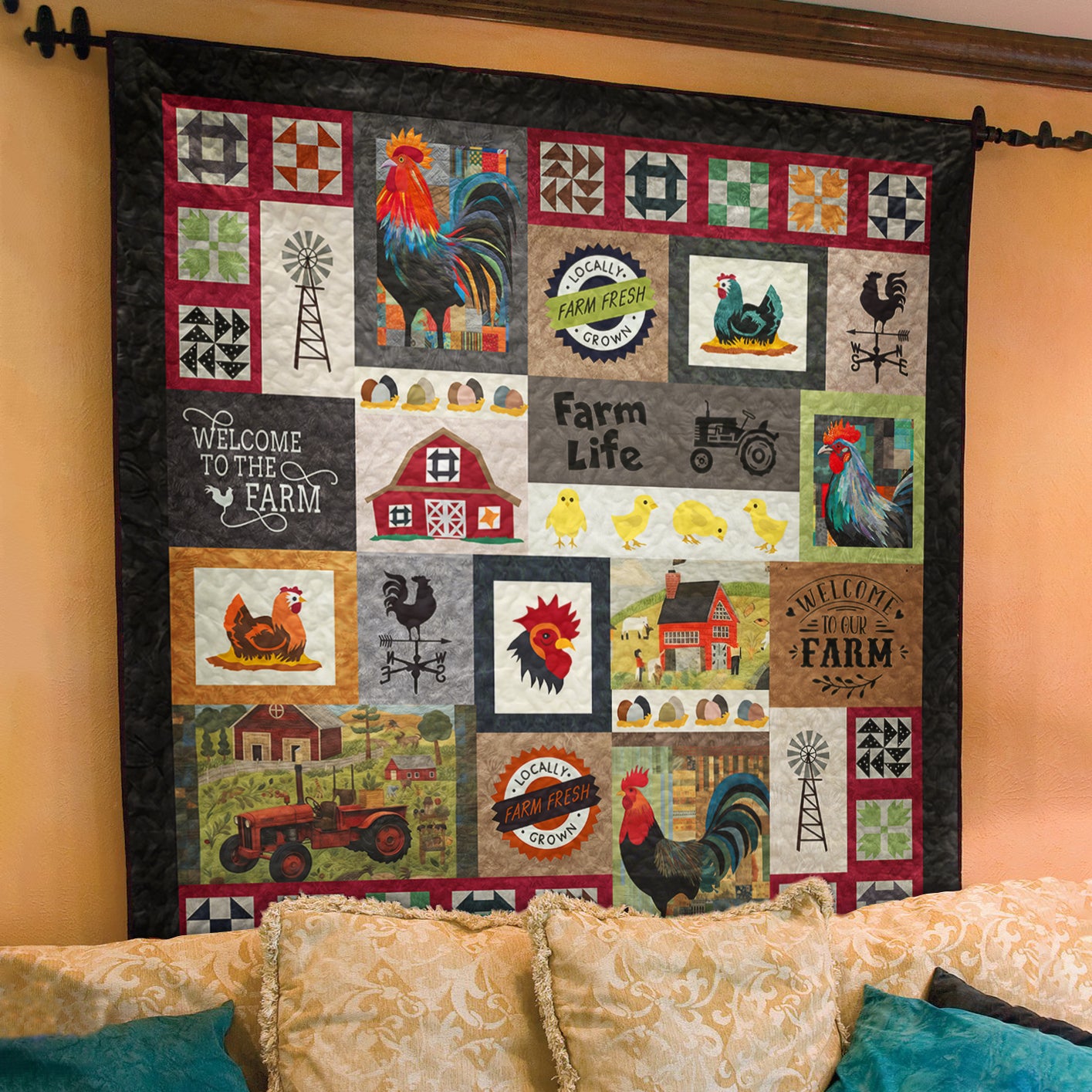 Chicken Farm Life Art Quilt MT250601D