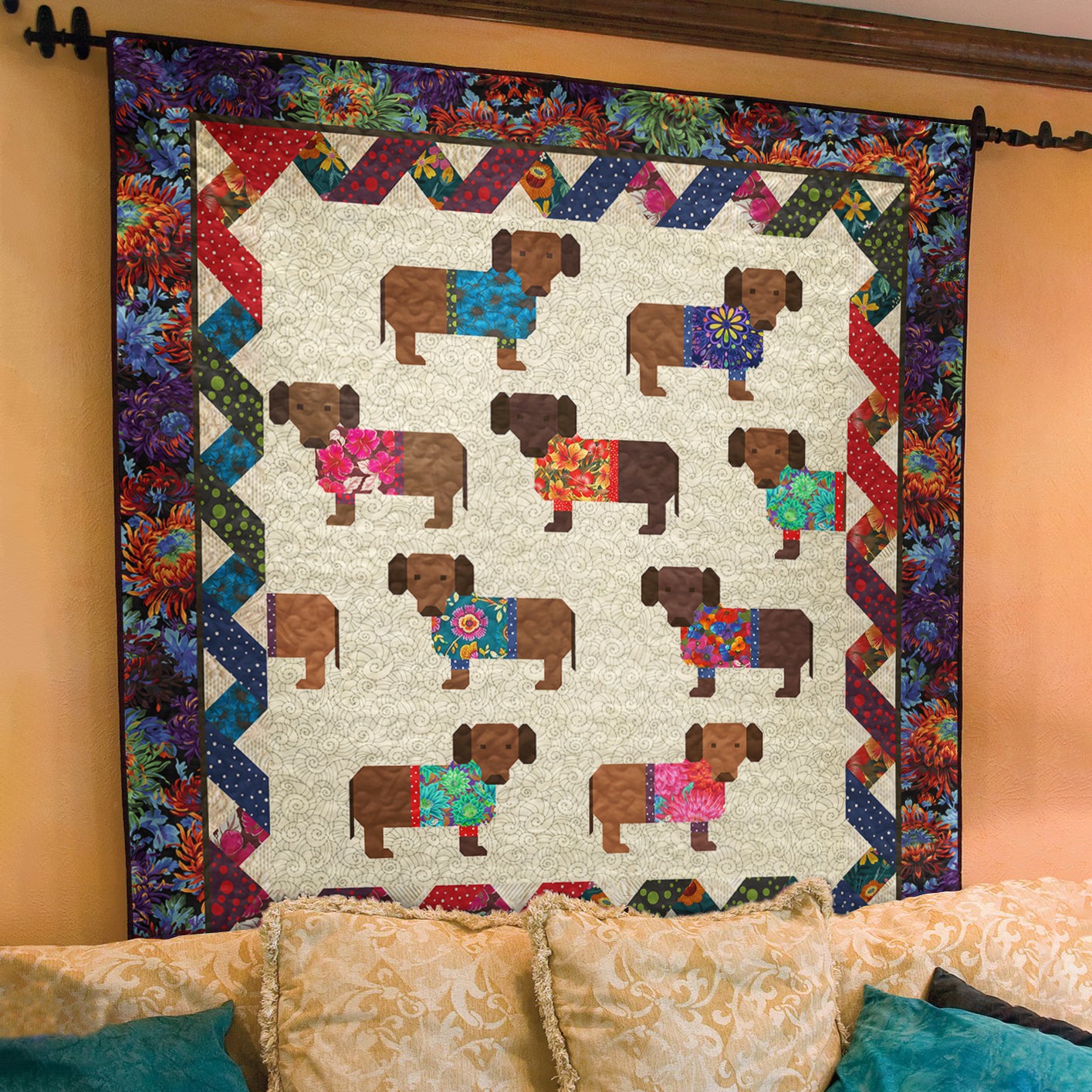 Dachshund CLA0312494Q Art Quilt