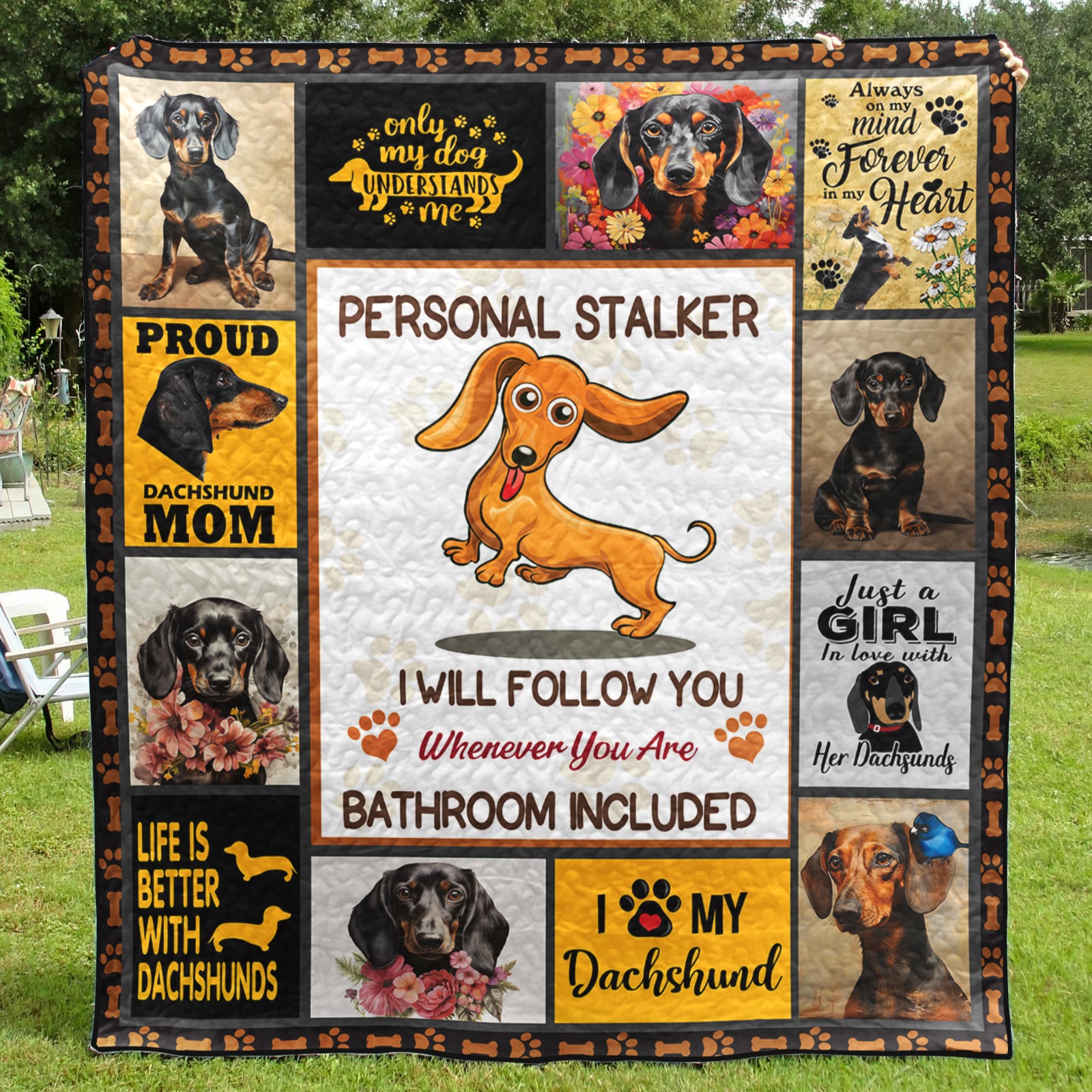 Dachshund Dog CL15100125MDQ Art Quilt