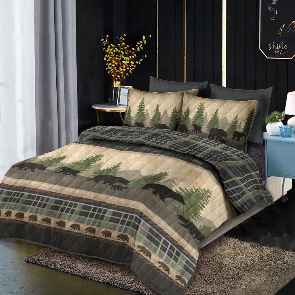 Donna Sharp Bear Walk Plaid CLA0611119B Quilt Bed Set
