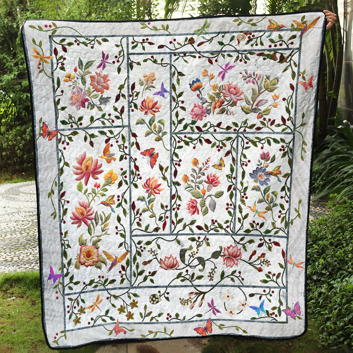 Flower Garden With Butterfly And Dragonfly CLA0710403Q Art Quilt