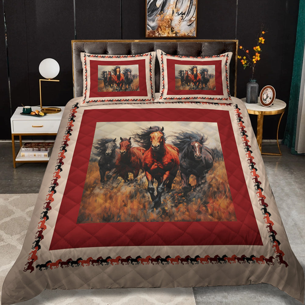 Herd Of Horses CLM1810074B Quilt Bed Set
