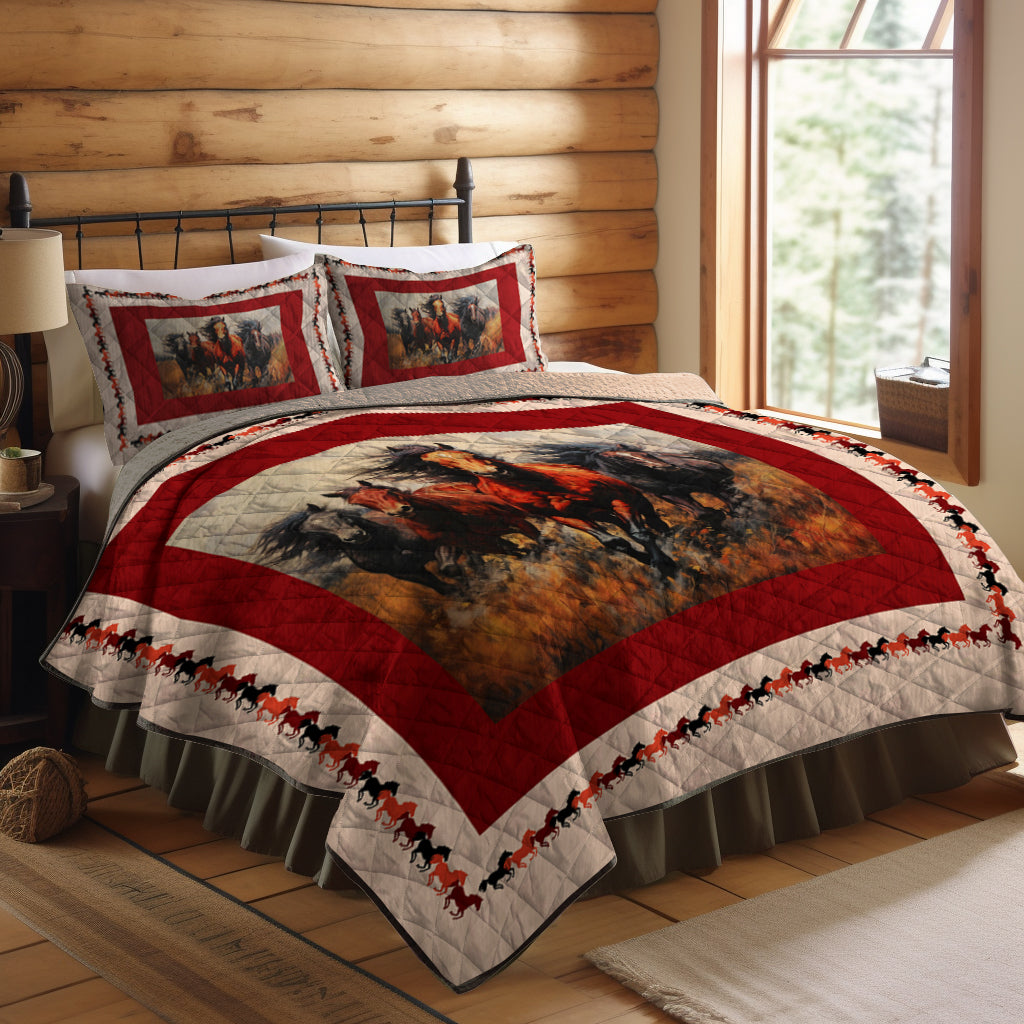 Herd Of Horses CLM1810074B Quilt Bed Set