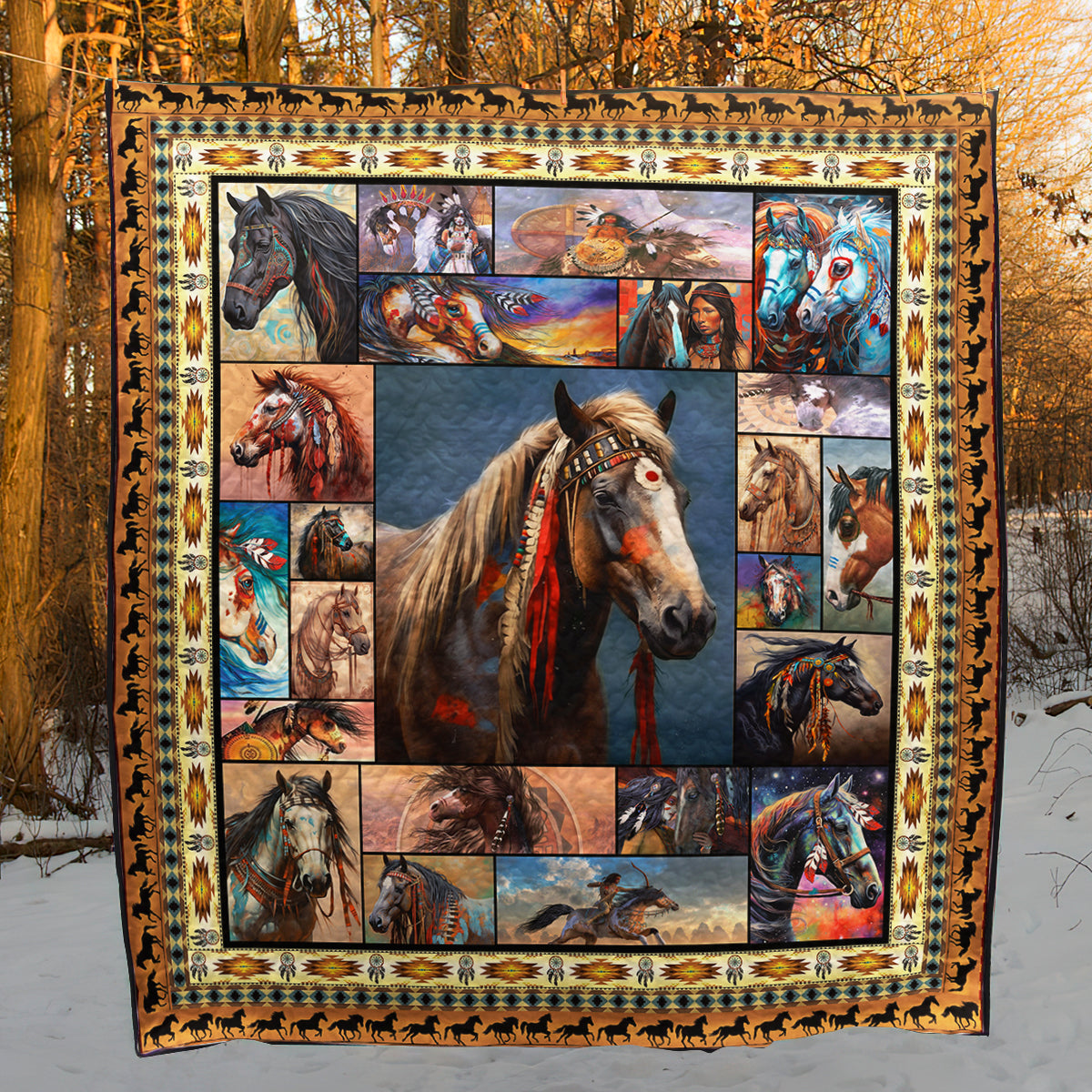 Horse Native American Inspired War Horse Art CL16110194MDQ Art Quilt