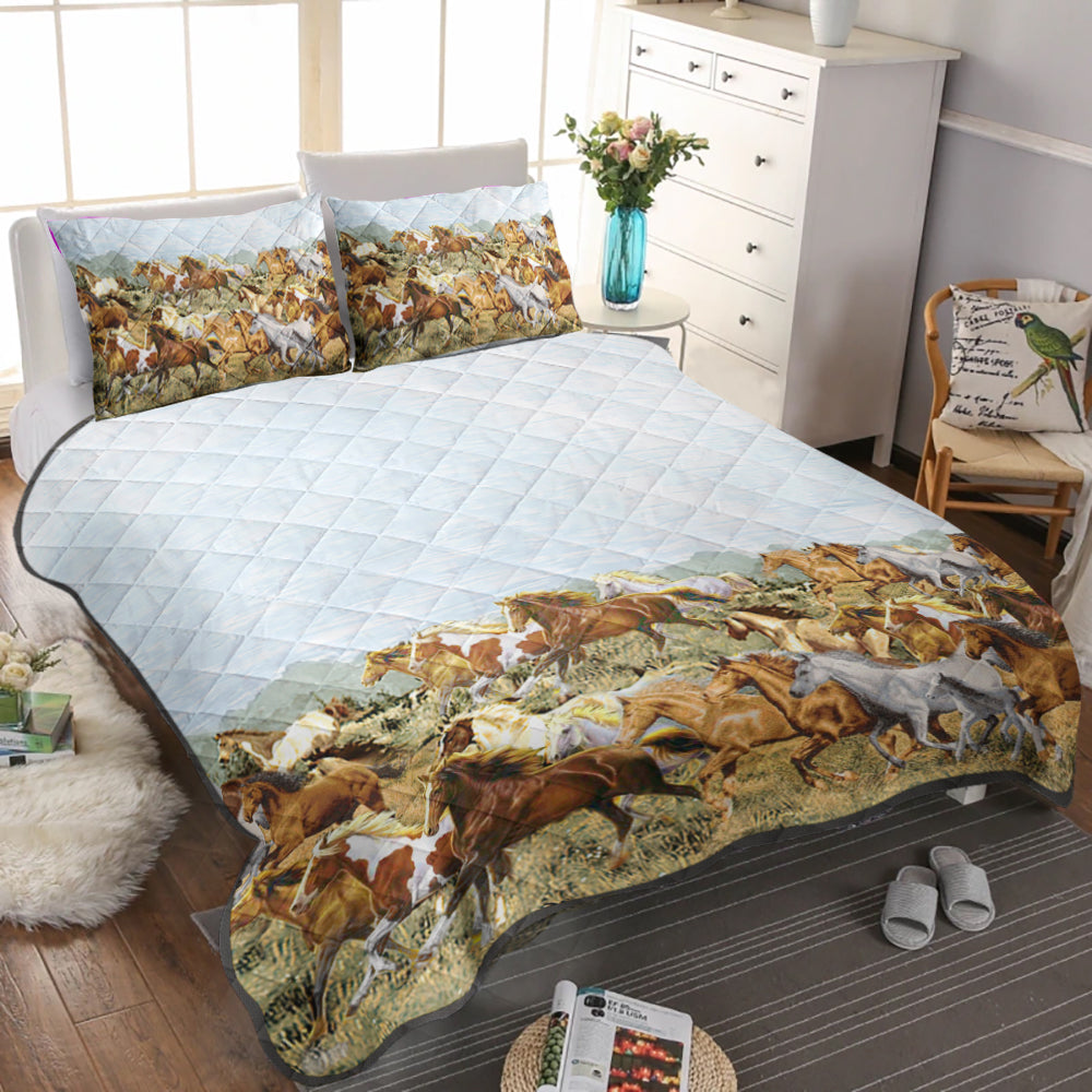 Horses CL120854MD Quilt Bed Set