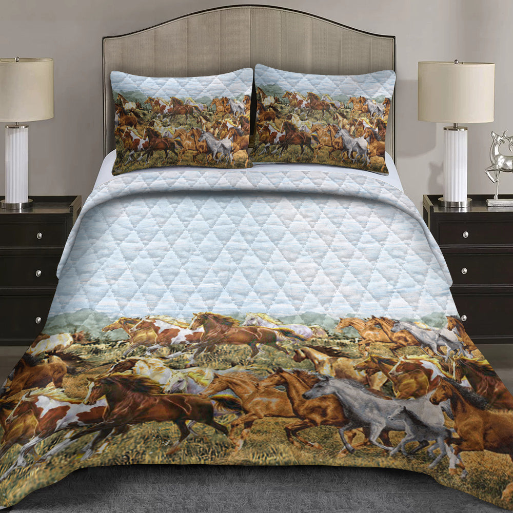 Horses CL120854MD Quilt Bed Set