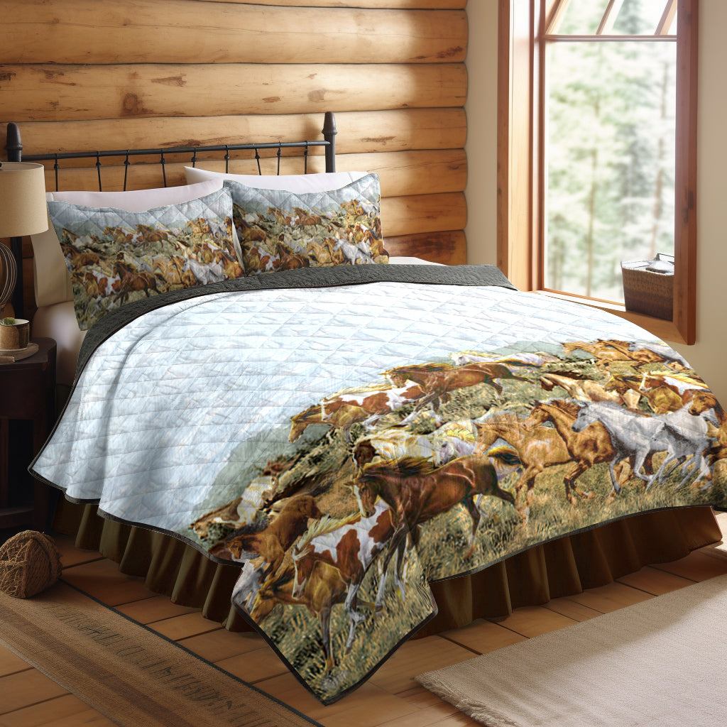 Horses CL120854MD Quilt Bed Set