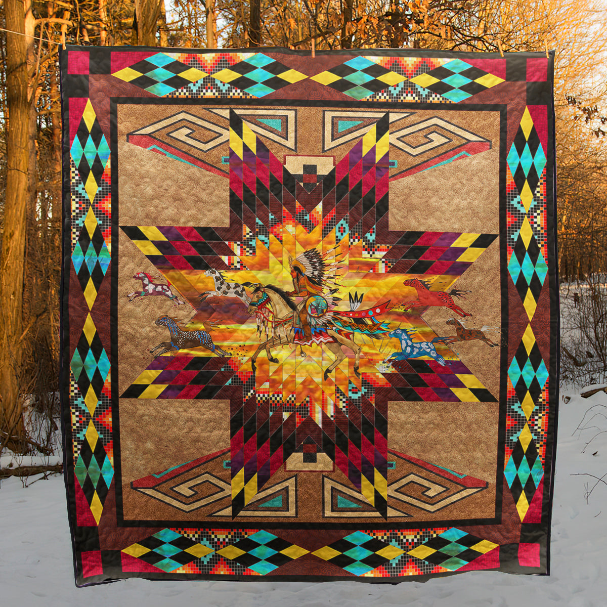 Horses Native American Inspired Art Quilt TL23022301BL
