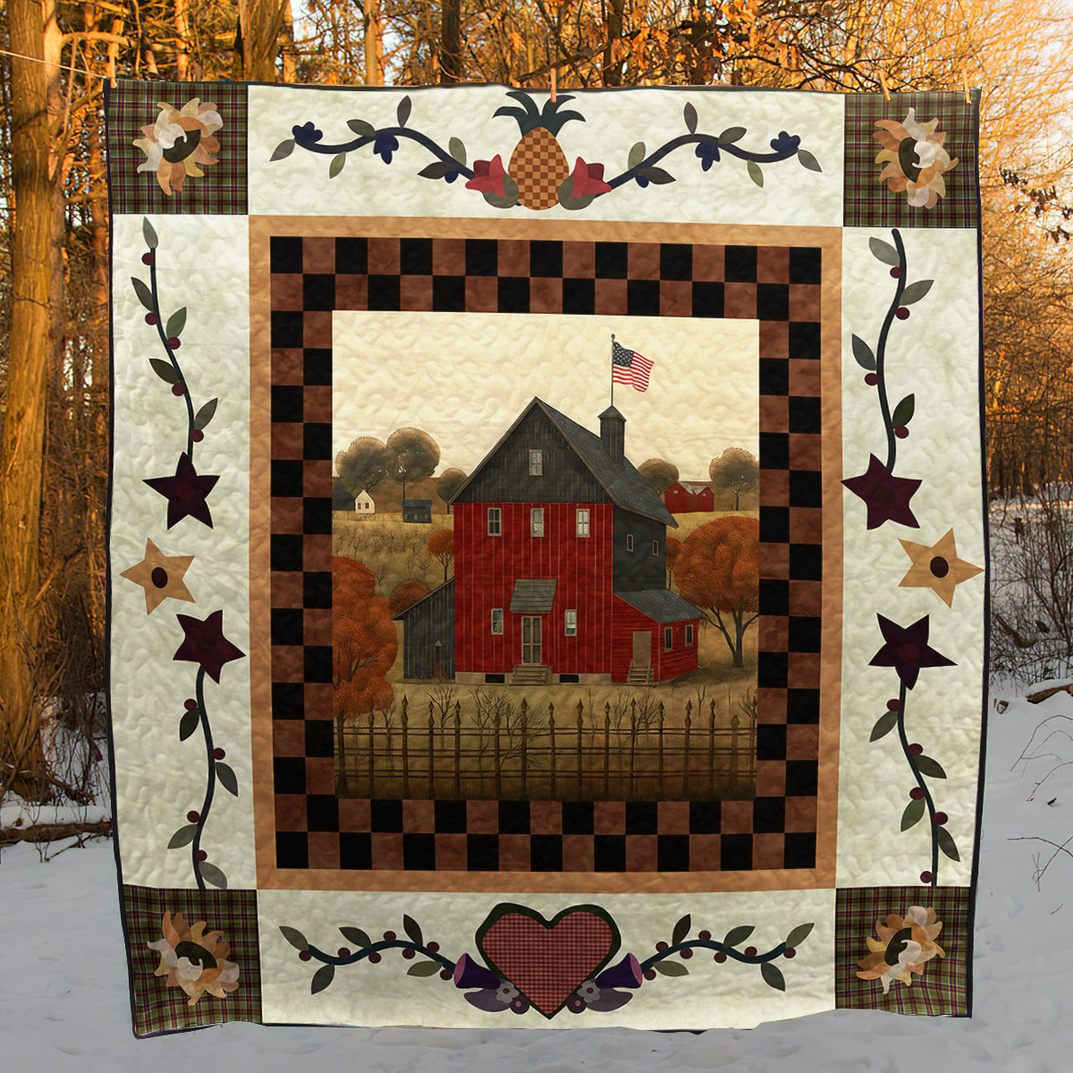 House On Willow Farm CLA2210289Q Art Quilt