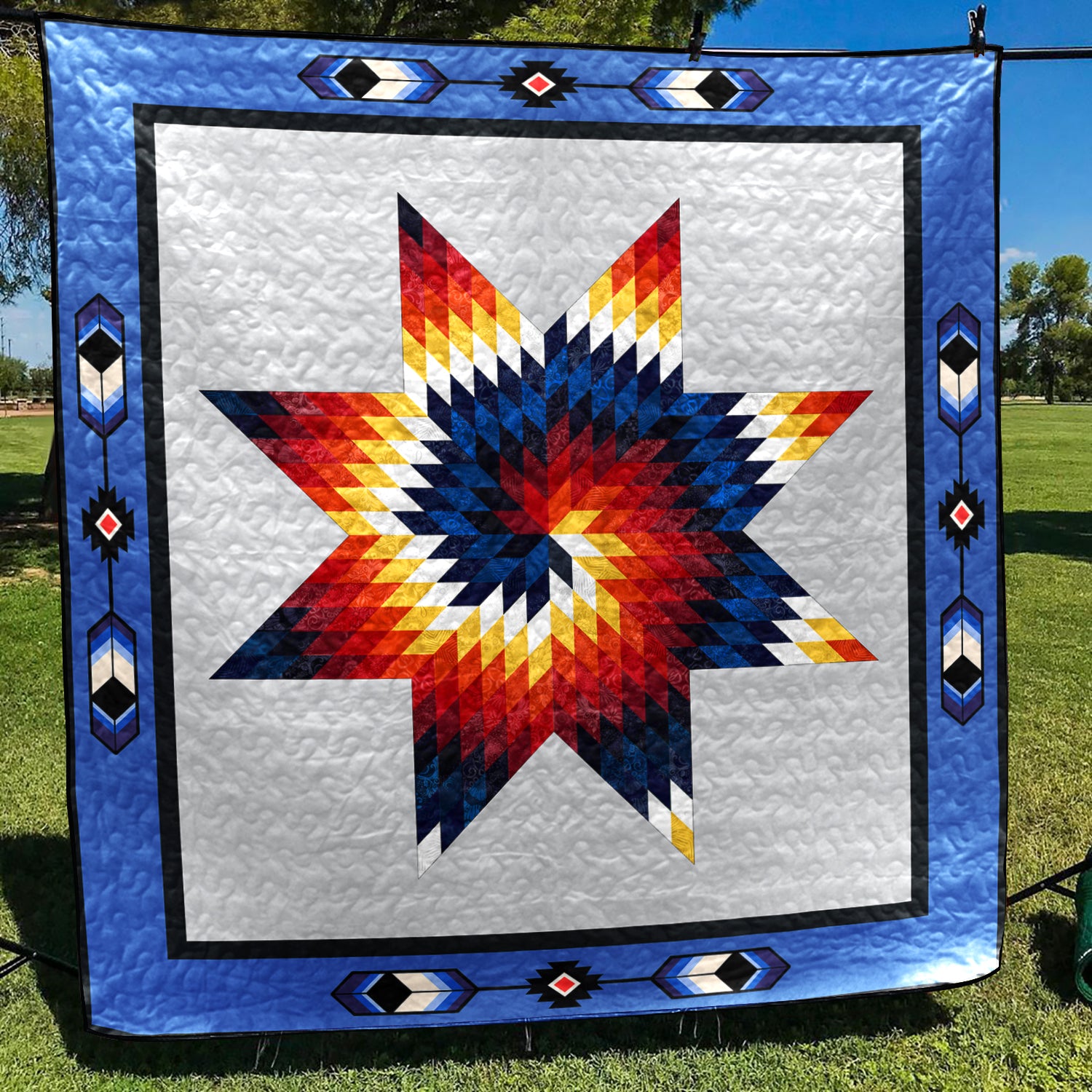Native American Inspired Blue Star CLP270662 Art Quilt