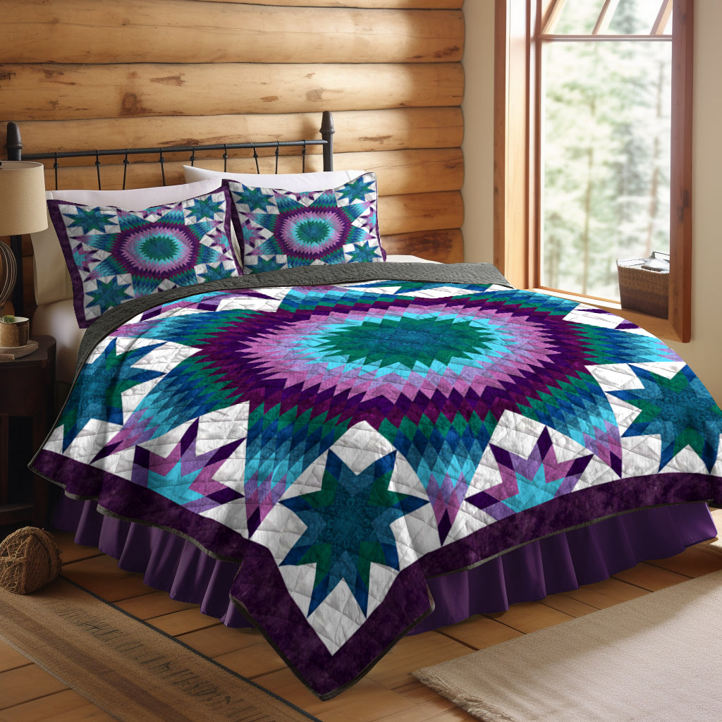 Native American Inspired Purple Star Bird Quilt Bed Set TL260509Y