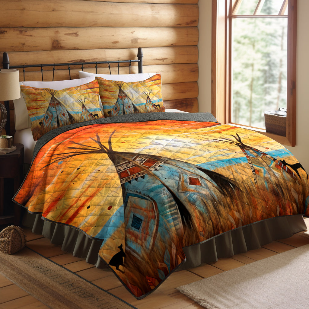 Native American Inspired Teepee Quilt Bed Set TL270905
