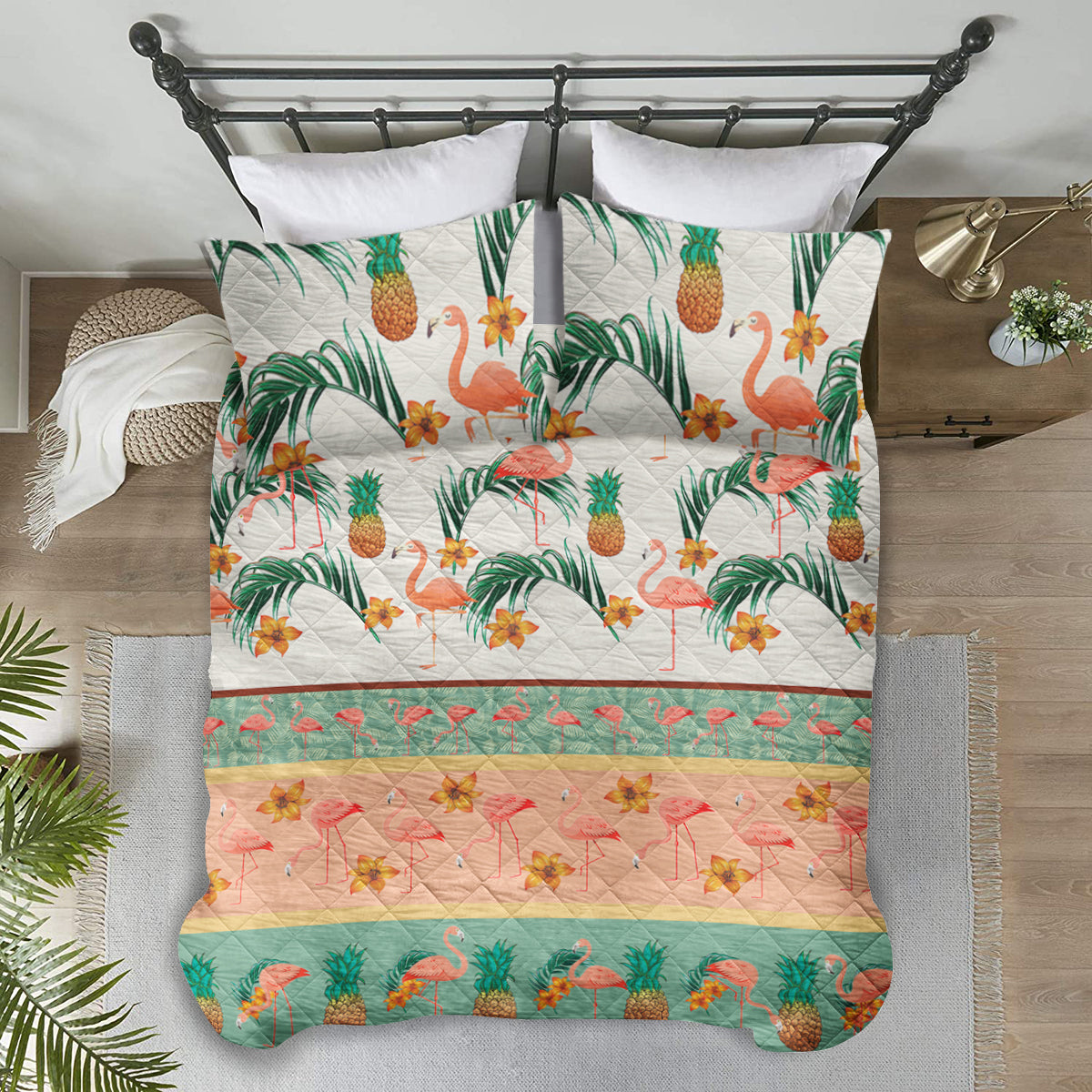 Ocean Flamingo CLM1710256B Quilt Bed Set