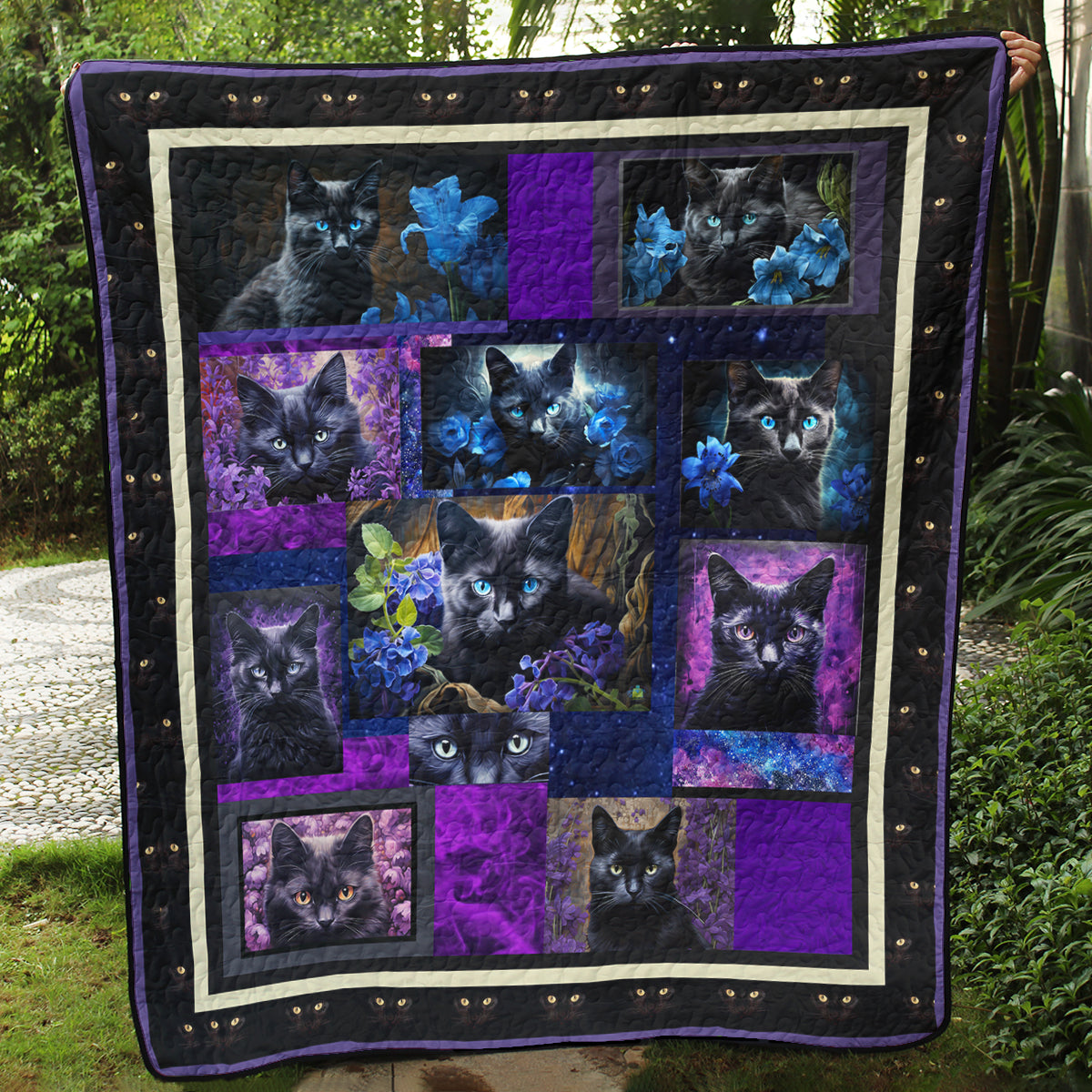 Purple And Black Cat CLH0412532Q Art Quilt