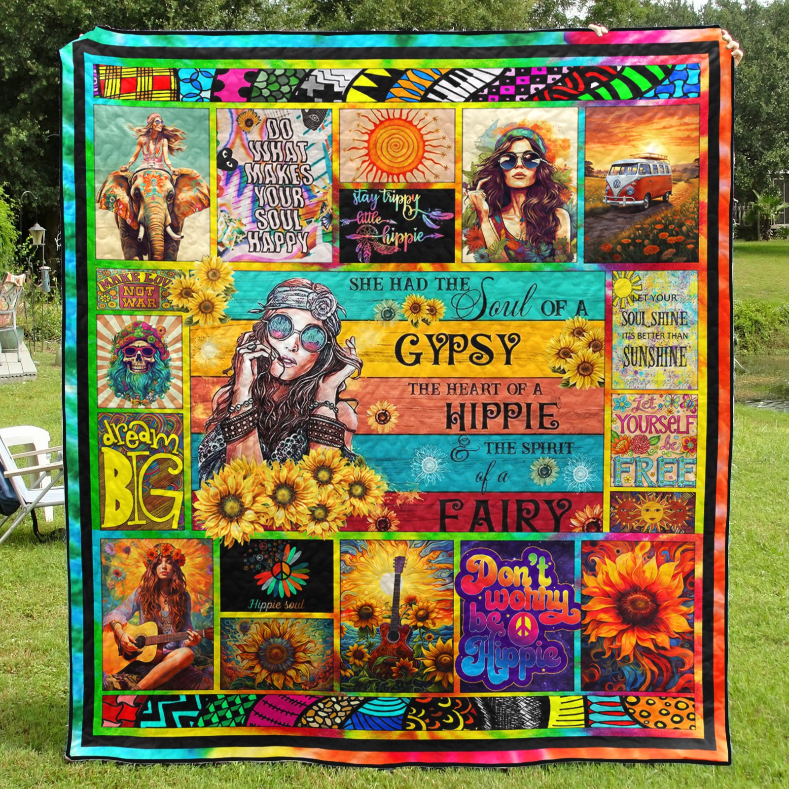 Sunflower Hippie Soul Art Quilt TL220604Y