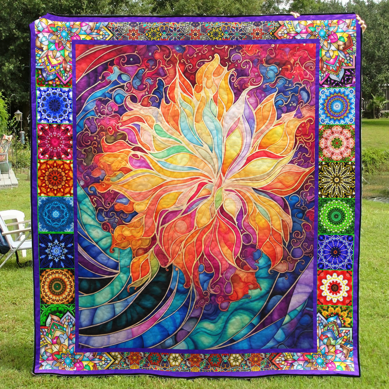 Trippy Flower Hippie Art Quilt TL210602Y