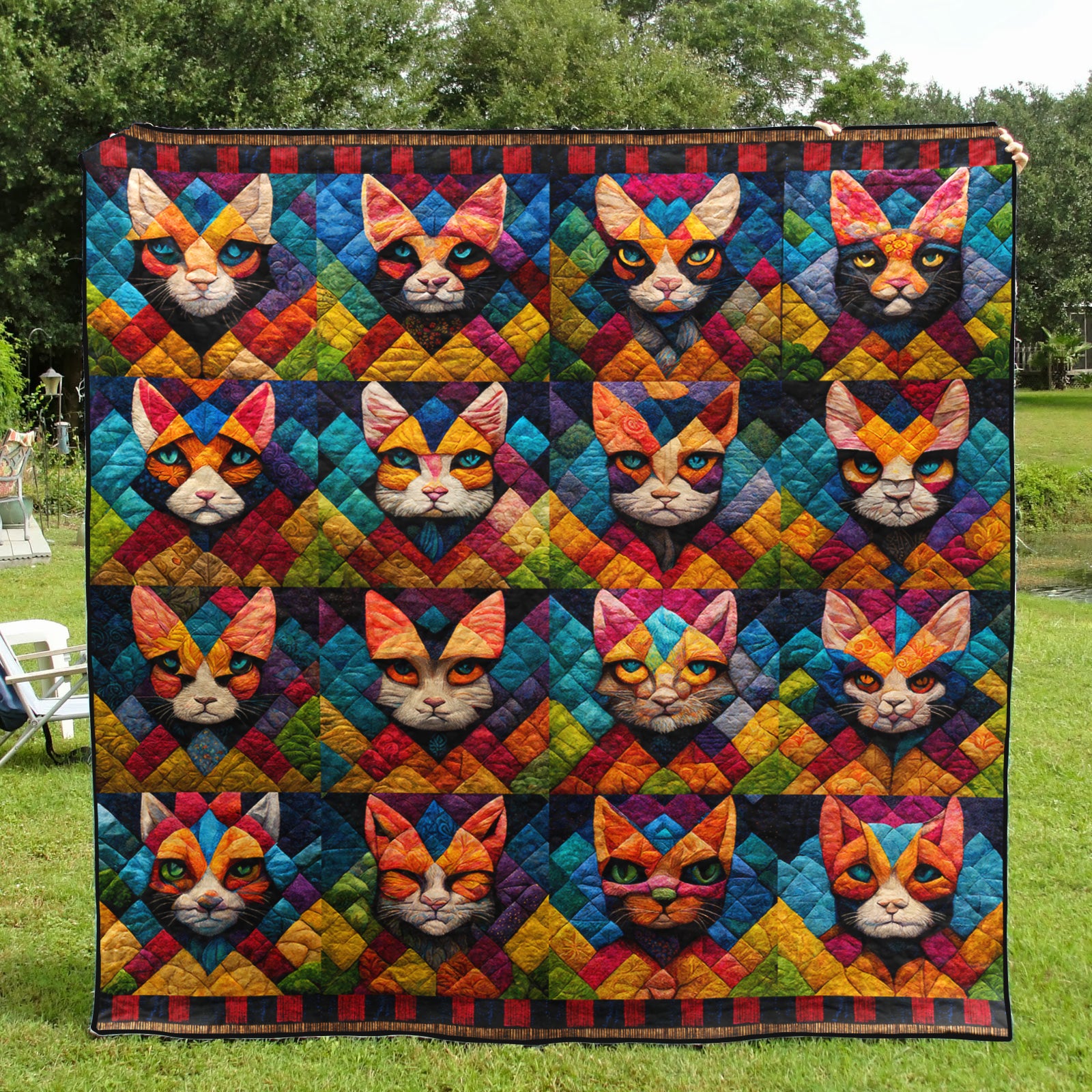 Colorful Cat Art Quilt TD280901Y