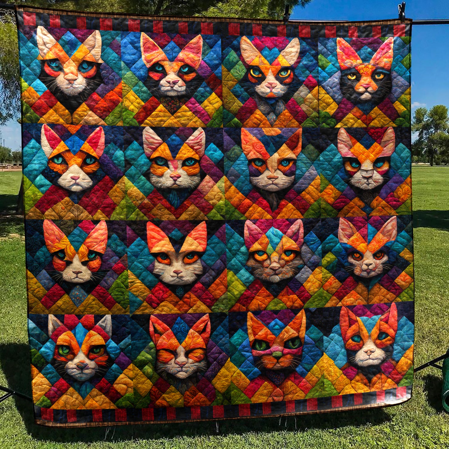 Colorful Cat Art Quilt TD280901Y