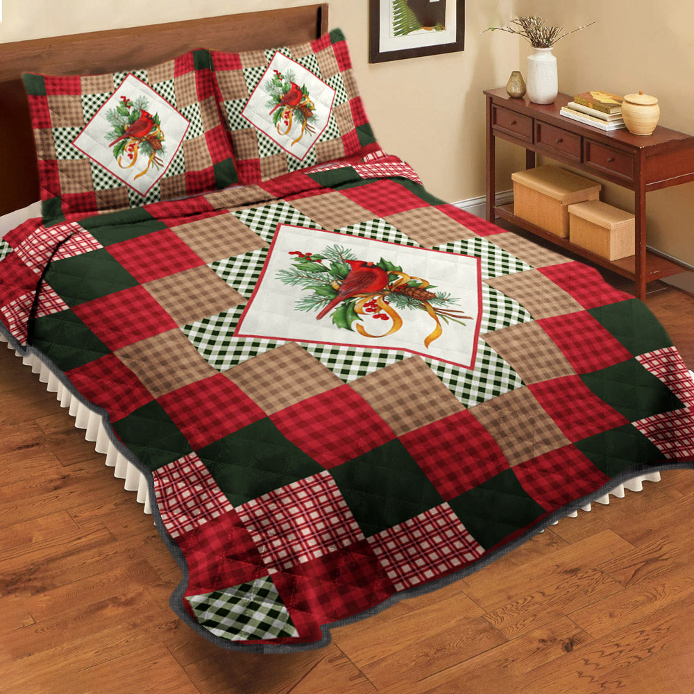 Cardinal Greenery Diamond Patchwork CLH2110025B Quilt Bed Set