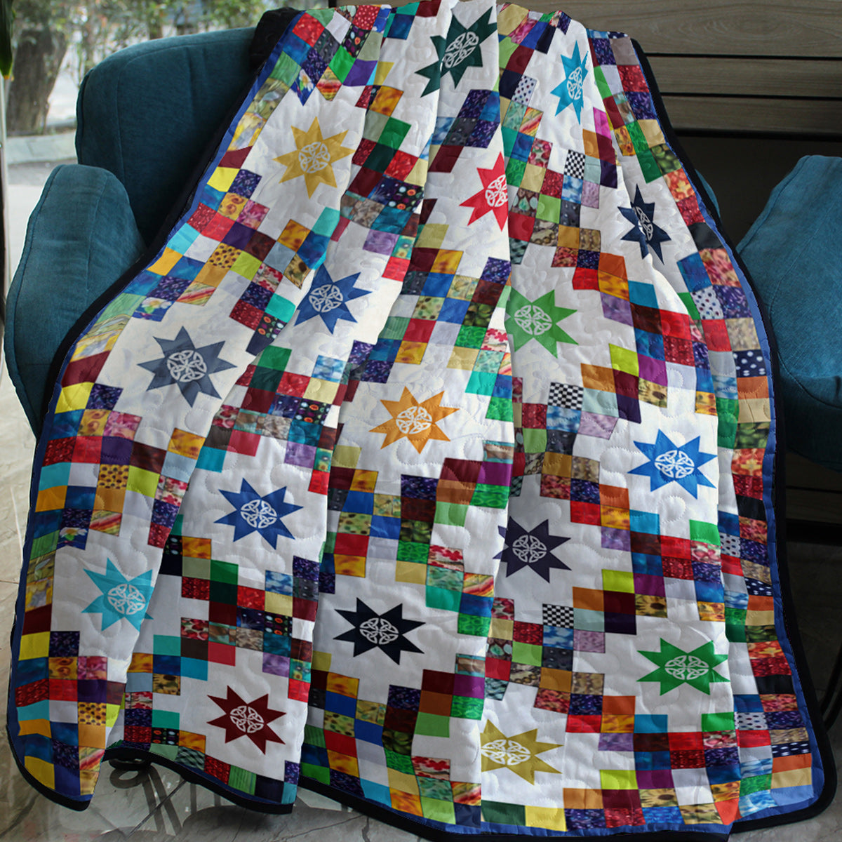 Double Irish Chain Barn Star Pattern CL140662 Art Quilt
