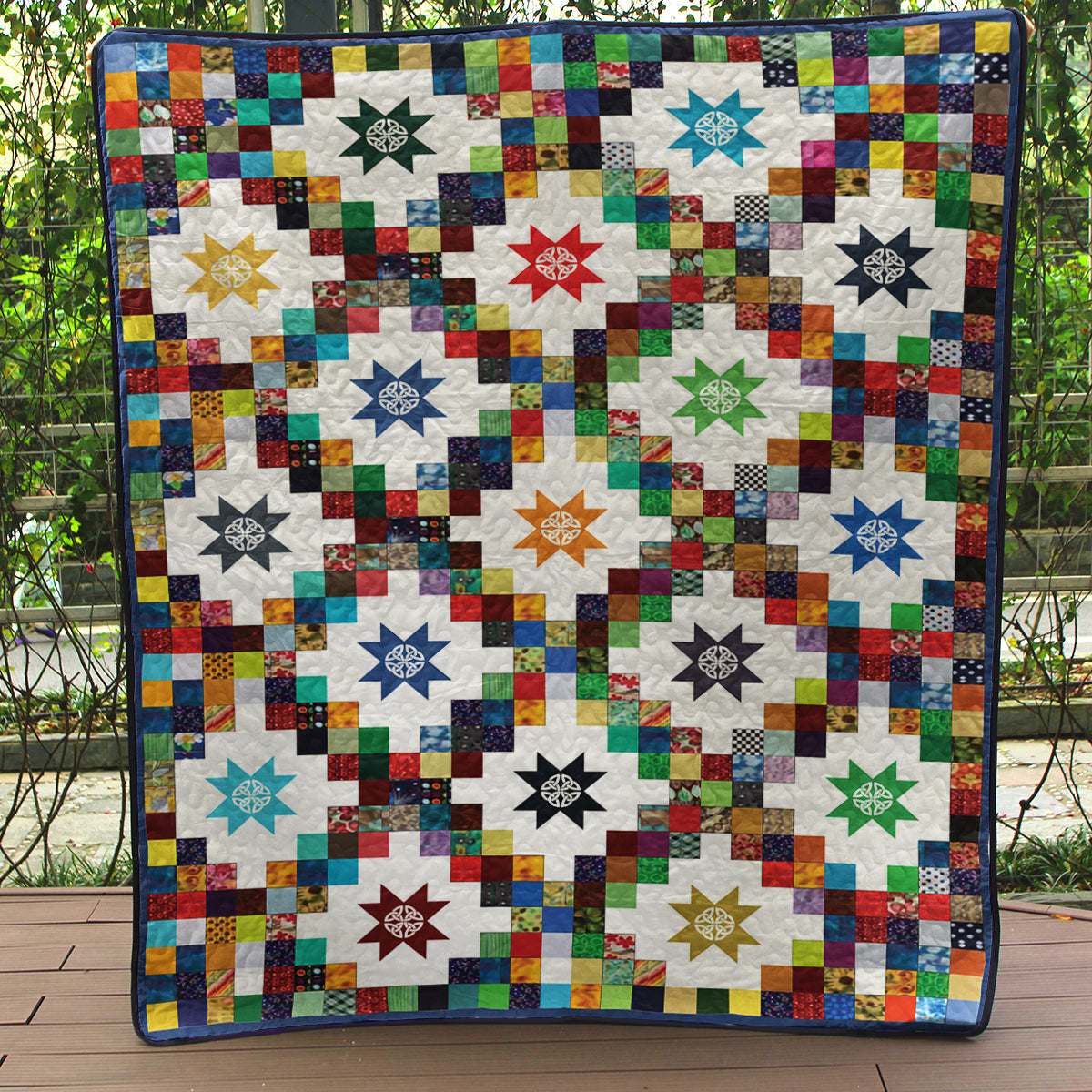 Double Irish Chain Barn Star Pattern CL140662 Art Quilt