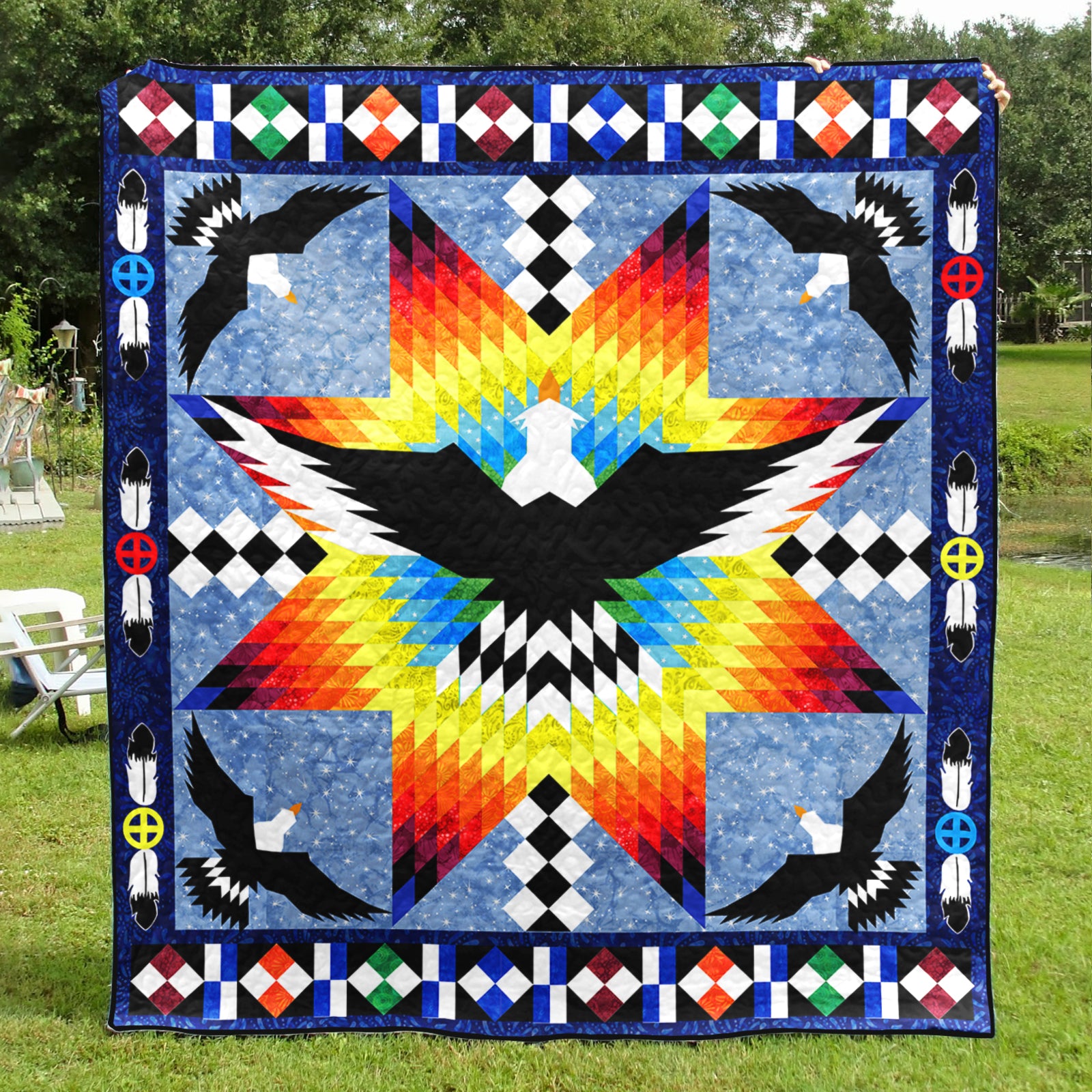 Eagle Native American Inspired Star Art Quilt TL24022301BL