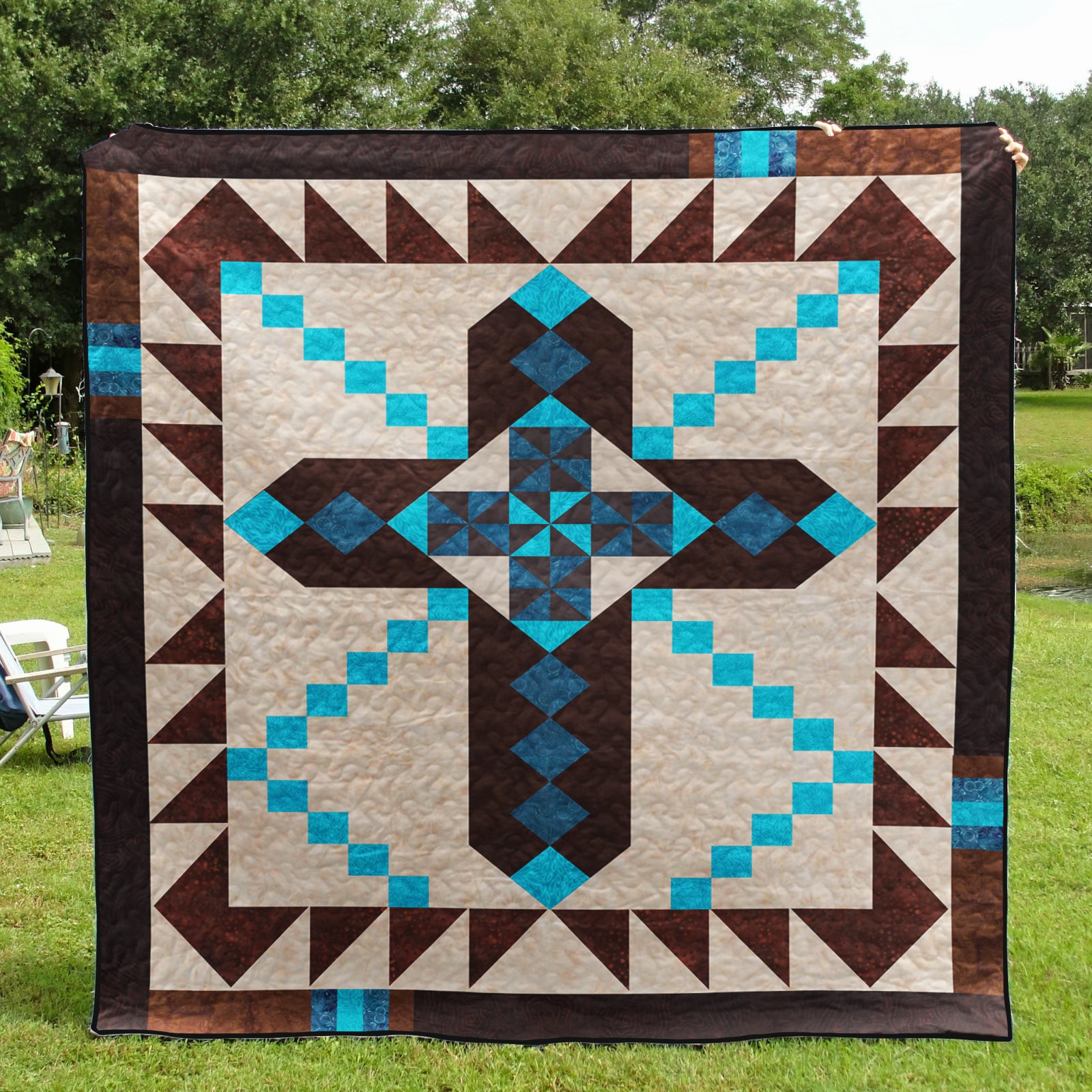 Native American Inspired Christian Cross Art Quilt HN060606M