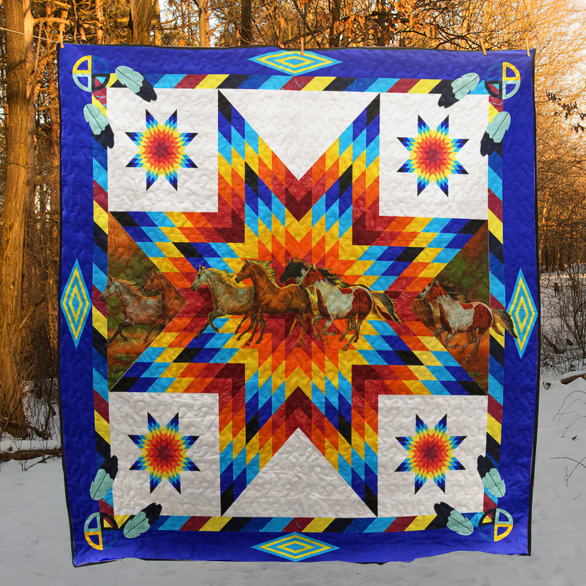Native American Inspired Horse Art Quilt HN201002Y