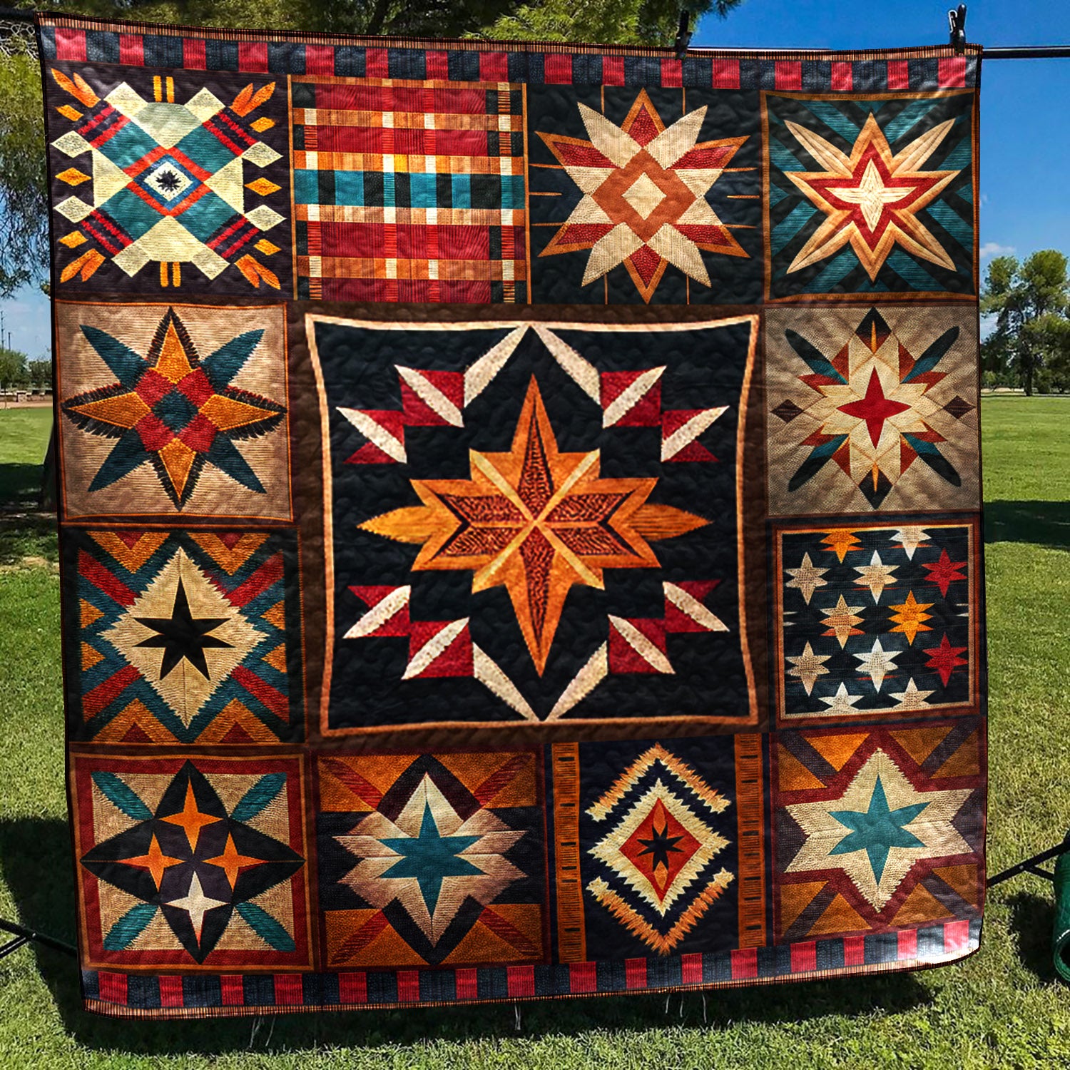 Native American Inspired Star Art Quilt TD170803Y