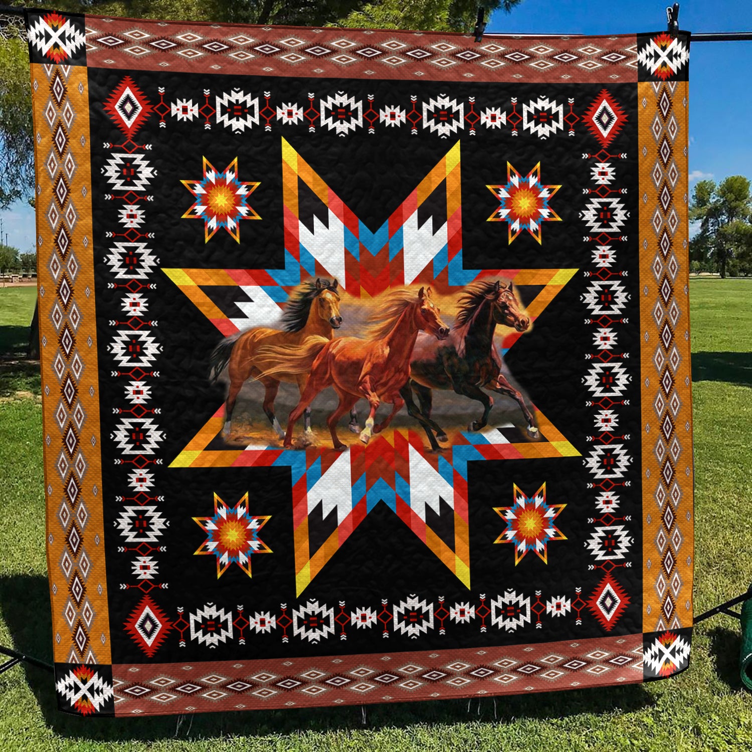 Horse Native American Inspired Art Quilt HN10032301BL