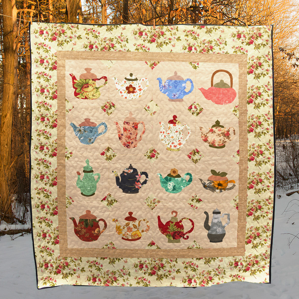Teapot Vintage CLA08110909Q Art Quilt
