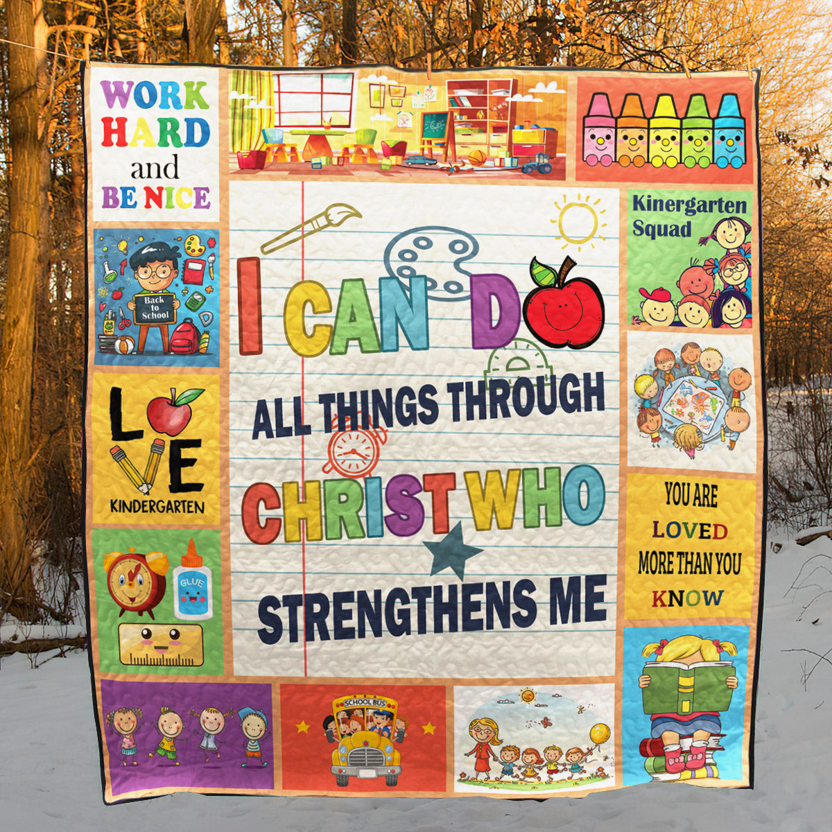 Work Hard And Be Nice Kindergarten Teacher CLH2511221Q Art Quilt