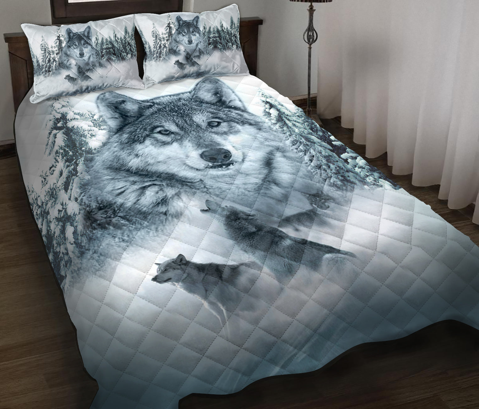 TOP QUAILTY 3D Blanket Wolf Animal Blue Black Design Horse