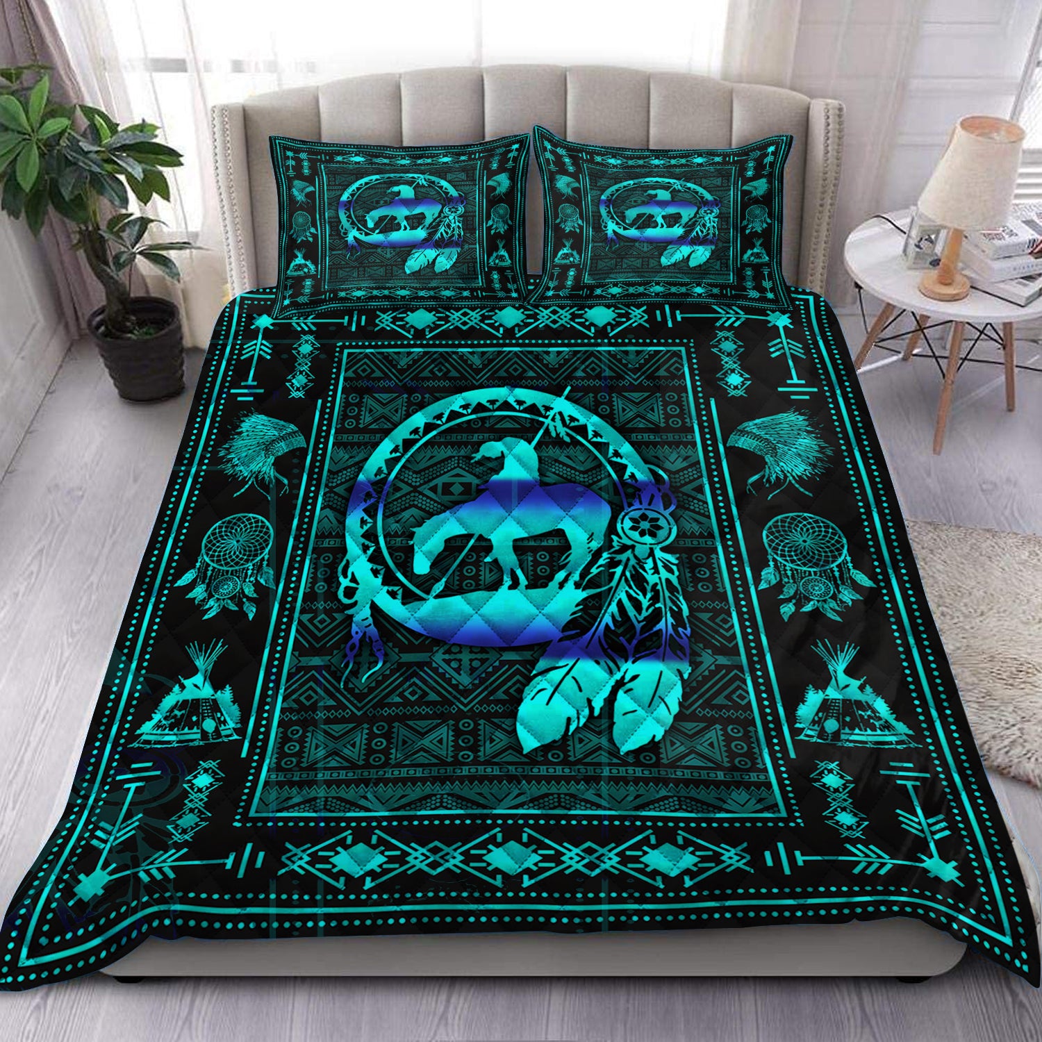 Native American Inspired Quilt Bed Set HN160902T