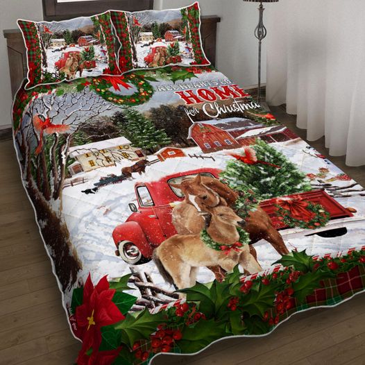 Red Truck Christmas Quilt Bed Set HT240912