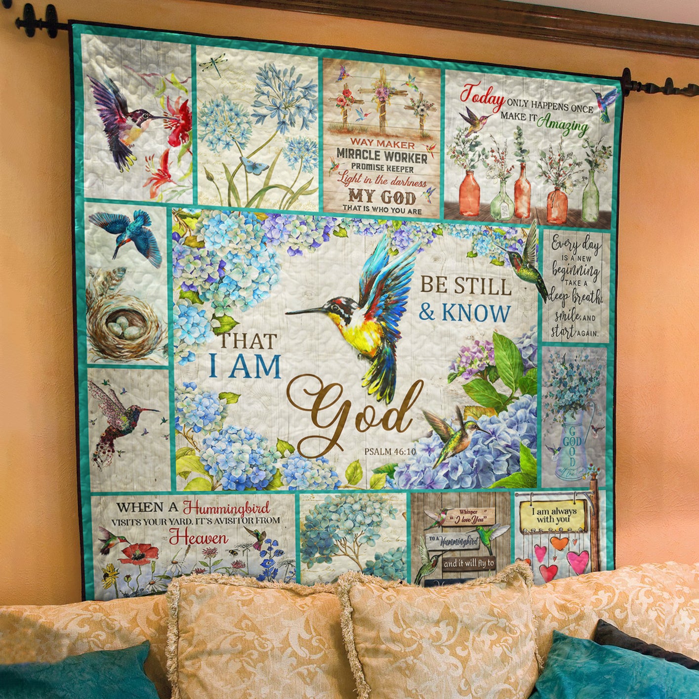 Hummingbird Bible God Art Quilt TL060604Y