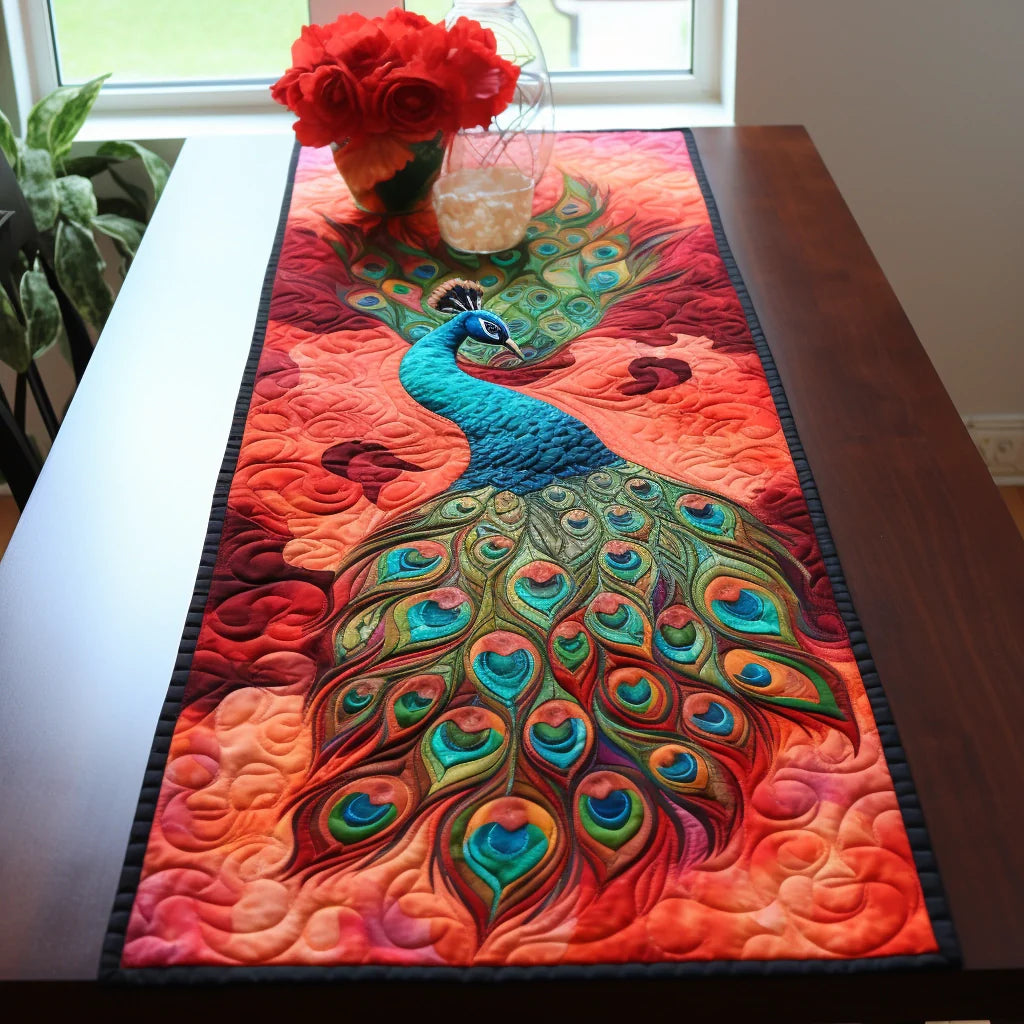 Peacock TAI260224490 Quilted Table Runner