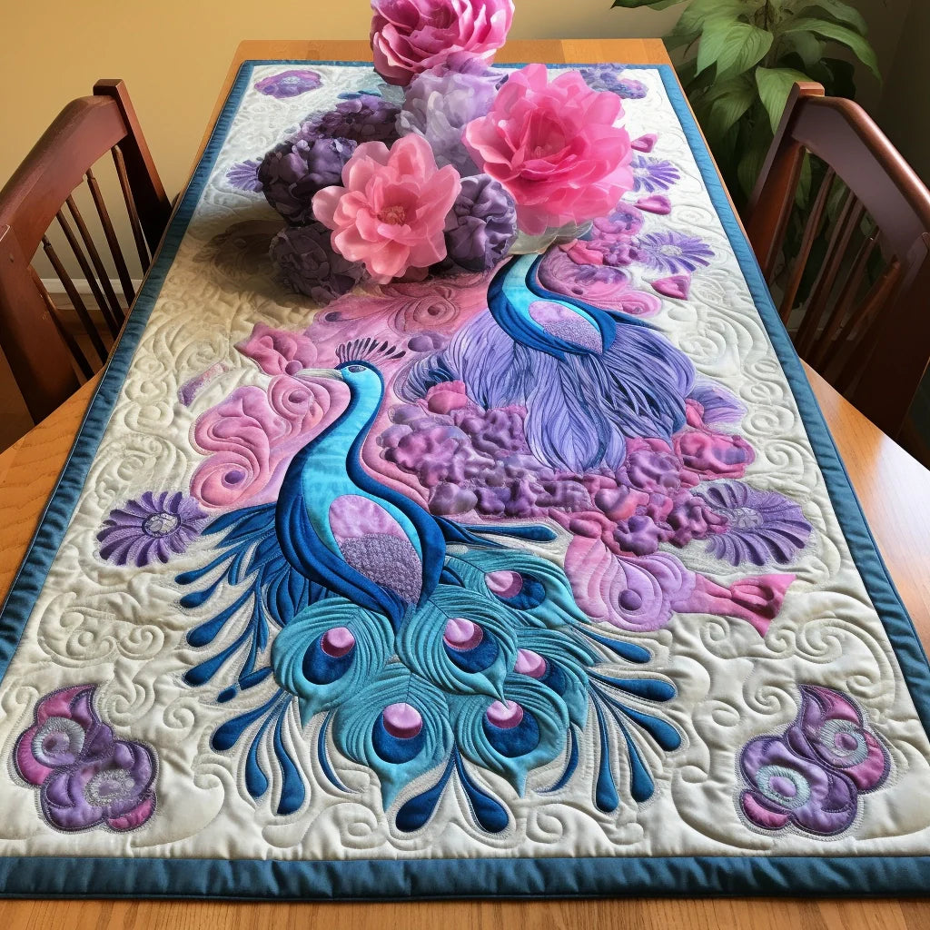 Peacock TAI260224480 Quilted Table Runner