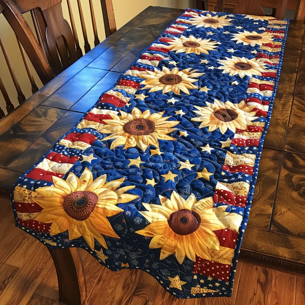 Patriotic Sunflower TAI080324067 Quilted Table Runner