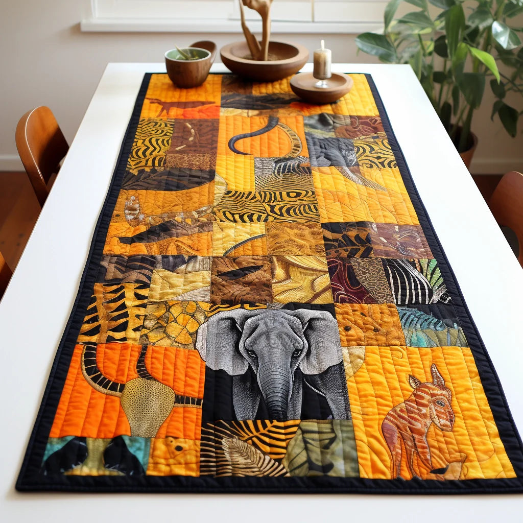 African Animals TAI04122303 Quilted Table Runner