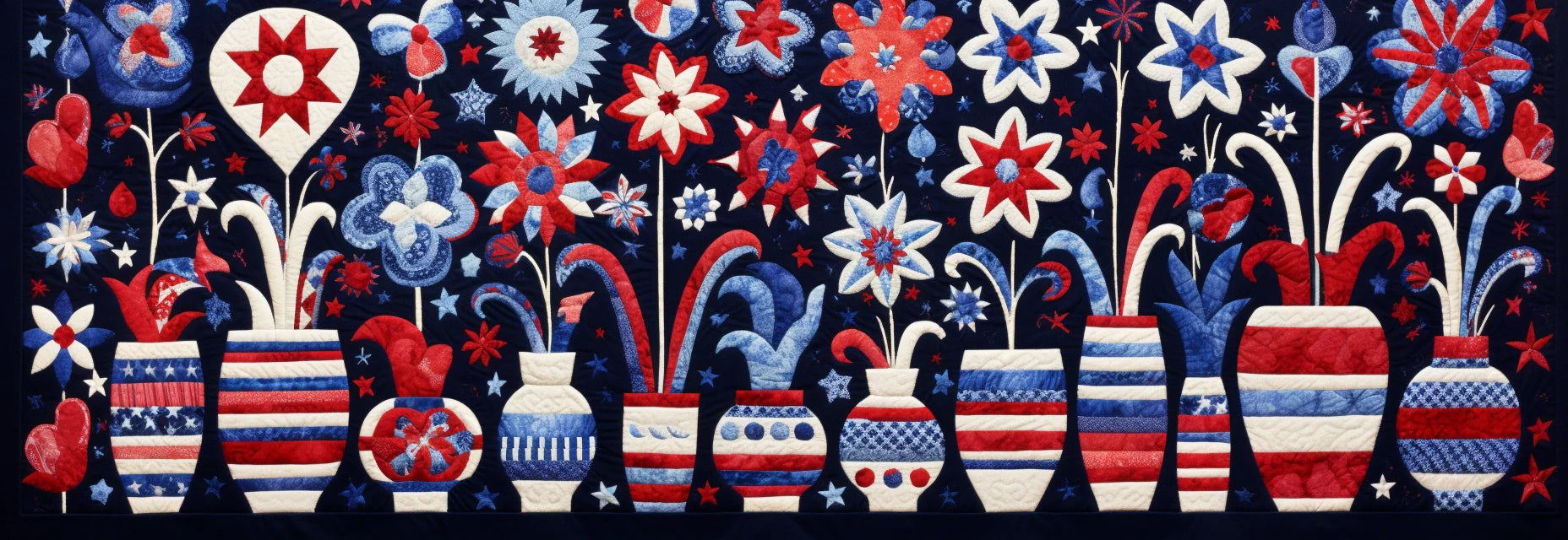 Patriotic Flower TAI280224034 Quilted Table Runner