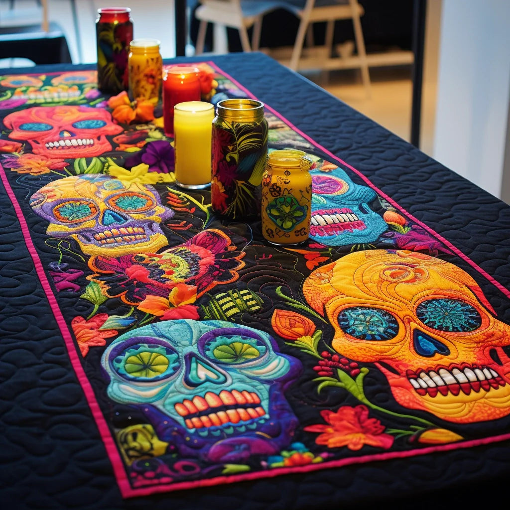 Sugar Skull TAI260224316 Quilted Table Runner