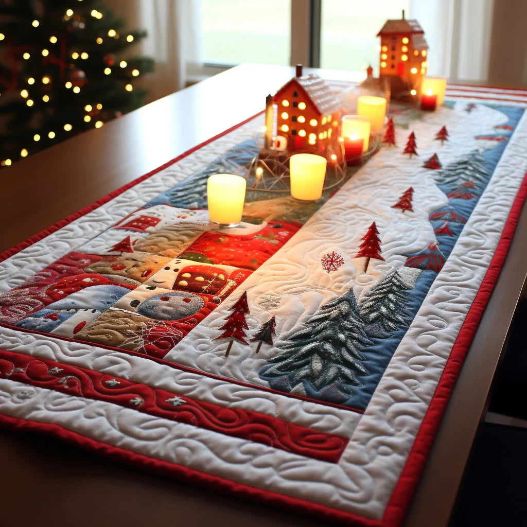 Winter Village TAI261223123 Quilted Table Runner