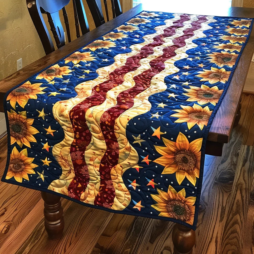 Patriotic Sunflower TAI080324063 Quilted Table Runner